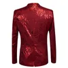 PYJTRL New Tide Men Plus Size Shiny Red Rose Casual Blazer Design Fashion Singer Costume Mens Blazer Slim Fit Suit Jacket267U