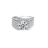 Pierścienie klastra Ton 2023 Moissanite Full Diamentowy Pierścień Bawonny 925 SREBRINY 3CT MĘŻCZYZN MĘŻCZYZN WEDNIKA Obietnica Wysoka biżuteria