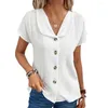 Women's Blouses Soft Stretchy Polyester Top Women Single Breasted Trendy Elegant Lapel Collar Cardigan Style For Ladies