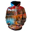 Erkek Hoodies Sweater Bahar Doğal Mor Yeşil Hoodie 3D Baskı Moda Açık Sweatshirt kazak