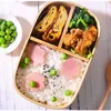 Lunchboxen Japanse houten lunchbox Picknick Bento Box voor kinderen Servies Set Isolatiezak Eetstokjes Vork Lepel Voedselopslagcontainer 230729