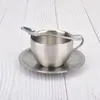 Cups Saucers 180ml/200ml Coffee Cup Double Layer Resistant Set Stainless Steel Tea With Plate And Spoon