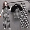 Calças femininas de duas peças casual conjunto de 2 camisetas femininas top perna larga verão preto tendência agasalho roupas de estudante roupas femininas