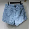 Jeans femme strass clouté Denim jupe Shorts femmes taille haute minceur a-ligne large jambe pantalon décontracté Streetwear