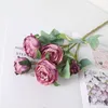 Simulação Burnt Edge Roses Single Cream Rose Bouquet para festa de dia dos namorados festa de simulação de flores