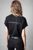 23SSデザイナータイドTシャツZADIG VOLTAIRE Tシャツデザイナークラシックレター女性ブロンズプリントブラックウーマンラウンドネックショートスリーブトップスコットンTシャツ夏