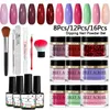 Nail Glitter MEET ACROSS 8Pcs12Pcs16Pcs Dipping System Nail Kit Dipping Nail Powder With Base Activator Liquid Gel Nail Color Natural Dry 230729