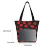 Shopping Bags Stand Out Red Lipstick Lips Groceries Printing Canvas Shopper Shoulder Tote Big Capacity Washable Handbag