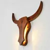 Lampada da parete Modern Loft Industrial Retro Lampade per soggiorno Led Light Wood Cow Animal Restaurant Bar Sconce Decor Lights