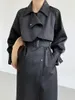 Femmes Trench Coats Long Coupe-Vent Coupe-Vent Mode Revers Manches Droites Taille Street Style Manteau