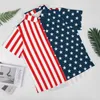 Mäns avslappnade skjortor stjärna och ränder blusar American Patriotic Flag Red Stars Hawaiian Short-Sleeve Design Stylish Vacation Shirt