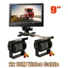 2x 18 LED IR Car Reversing Backup Camera Waterproof 9 LCD Monitor for Bus Trailer Rear View Kit3158