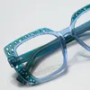 サングラスユニークな特大の正方形の読書メガネ女性ホローフレームファッションデザイナーグラディエントメスの眼鏡TR90アンチブルーライト