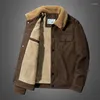 Hunting Jackets Men's Winter Warm Corduroy Fleece Lined Thermal Coats Tops For Male Windbreak Clothing Size M-5XL