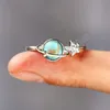 Anello girevole pianeta luna stella luna Pietra di luna Anello girevole regolabile per decompressione dell'ansia per regalo di gioielli da donna