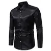 Camiseta masculina Bodysuit com botão na virilha para baixo Camisa casual masculina de outono com lapela manga longa tops Cardigã