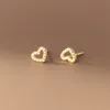 Earrings 18K Gold-Plated Peach Heart Full Of Diamonds Micro-Inlaid Women's Stud S925 Sterling Silver Hearts And Arrows Fresh And Simple crystal Heart-Shaped Earrings