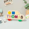 Dekoracyjne wieńce kwiaty spersonalizowane niestandardowe imienia drewniane zabawki puzzle dla maluchów prezenty dla dzieci dziecięce zabawki chłopiec dziewczyna
