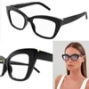 Dames designer zonnebril Cat-eye SLM117 Zwart acetaat cat-eye montuur Wit Heldere lenzen Casual merkzonnebril lunette de soleil designer