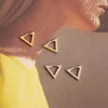 Kolczyki obręcze 925 Srebrny mały złoty kolor Golden Fold Triangle Huggie Earring Pierścień Uło