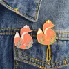 Korean Cute Fox Desgin Brooches Alloy Enamel Oil Drop Animal Pins For Unisex Children Collar Backpack Badge Fashion Ornaments Acce246C