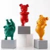 Lovely Yoga French Bulldog Statue Resin Figurines Nordic Creative Cartoon Animals Sculpture Children' Room Decor Crafts 210823