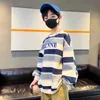 Hoodies Sweatshirts Boys Clothes 5 to 14Years Old Spring Autumn Tops Striped Print Loose Pullover Sweatshirt Long Sleeve Teenage Arrival 230729