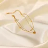 Enkelbanden Rvs Pvd 18K Vergulde Bezoedelen Hart Charme Gelaagde Voet Ketting Voor Vrouw Sieraden Groothandel 2023 Trendy