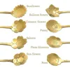 Spoons 8Pcs Tea Coffee Mixing Spoon Gold Long Handle Dessert Stainless Steel Vintage Teaspoons Flowers Design Drink Tableware