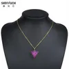 ShinyGem 2021 Naturel HandmadePurple Rose Druzy Pendentif Colliers Or Placage Déclaration Triangle Pyramide Pierre À La Mode Pour Women247B