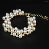 Collier boucles d'oreilles ensemble magnifique multicouche blanc perle large collier Bracelet boucle d'oreille bijoux de mariage femme élégant cadeau d'anniversaire de mariée
