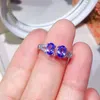 Cluster Rings Total 1ct Natural Tanzanite Ring For Office Woman 4mm 6mm Jewelry 925 Silver Adjustable Gemstone