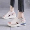 Sandaler 2024 Kvinnors 1258 Platform Wedge Summer High-Heeled Fish Mouth Shoes Soft Leather Höjd