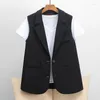 Kvinnors västar passar Vest Top Spring Women Casual Fashion Hormes Jackets Pocket Thin All-Match Korean Elegant Cool Of Office Clothing