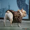 Mode luxe chien vêtements pour animaux de compagnie pour l'hiver imprimé léopard bouledogue français manteau doux Designer moyenne fourrure Hoodies 210804