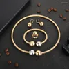 Halsband örhängen sätter försäljning av hög kvalitet mode dubai smycken guld färg bröllop afrikanska pärlor armband ring