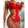 Novo Hot Porn Sexy Lingerie Erótico Open Crotch Conjunto Roupa Interior Feminino Liga Renda Vestido Transparente Roupas Sexuais Vestido Babydolls