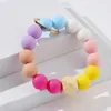 Keychains Creative Colorful Small Fresh Silicone Pärlor Bil Key Ring Armband Beaded Accessories