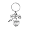 Portachiavi Portachiavi Love Heart Notebook Pen Charm Ciondolo Regalo Insegnante Apprezzamento Regali per insegnanti Grazie Portachiavi Portachiavi Anello