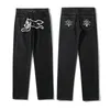 メンズジーンズファッションロパドッグプリントバギーメンヒップホップジーンズパンツY2K服ブラックストレートデニムズボンパンタロンホム230729