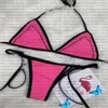 Pfirsichrosa Bikini C23 Damen Badeanzug Druck Badeanzug Hochwertige Badebekleidung mit Pads für Frauen273G