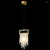 Lampes suspendues lustre Led Art lampe lumière chambre décor nordique tout cuivre luxe Post-moderne cristal modèle lit barre créative