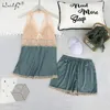 Women's Sleepwear Sexy Halter Pajamas Shorts Set Lace Floral Lingerie 2 Piece Sets 2023 Summer For Women Pyjamas With Bra