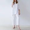 Pantalon deux pièces pour femmes 2 tenues en coton et lin costumes habillés pour un invité de mariage robe femmes fête femmes neige haute