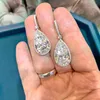 Dangle Earrings Huitan Trendy Luxury Pear CZ Drop For Women High-quality Silver Color Ear Wedding Party Aesthetic Jewelry