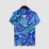 Camicie casual da uomo Hippie Beach Shirt Blue Tears Stampa Summer Men Camicette retrò Manica corta Abbigliamento personalizzato Big Size 4XL