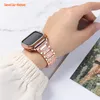 WatchBand Case + med Apple Watch Band 38 40 41 42/44/45/49mm Kvinnor Bling Diamond Rhinestone Metal Strap Smycken Ersättning Arvband för IWATCH Ultra SE 8 Series8 7 6 5 4 3