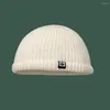 Boinas gorros quentes de inverno casuais curtos bonés de malha para homens moda simples skullies gorro de lã elástico kpop chapéu hip hop