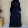 Odzież etniczna Islamska Turcja Dubai Sprzedawanie mody koronkowe sukienki z szwami z długim rękawem dla kobiet