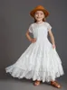 Flickas klänningar prinsessa flickor kort ärm spets långa golvklänningar baby barn blomma bröllop julfest vestidos barn kläder 230729